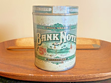 Rare Vintage EMPTY Bank Note Round Tobacco Tin Advertising Tin Made USA--1468.24 picture