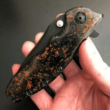 1/2X Carbon Fiber Marbled Copper Resin Knife Handle Material Scales Slab Blank picture