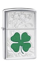 Zippo Windproof 4 Leaf Clover Lighter, Green Shamrock, 24699, New In Box picture