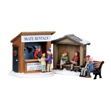 Lemax Skate Rentals Set Of 3-Holiday  Village Winter Carnival -Pond Accent picture