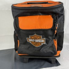 Harley Davidson Cooler Backpack Insulated Travel Bag Black Orange No wheels picture