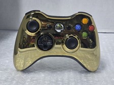 Microsoft Xbox 360 Wireless Controller Chrome Gold elite Tested Clean New Sticks picture