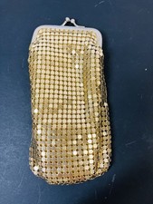 Vtg Gold Mesh KISS Lock Cigarette Case Eye Glass Case Coin picture