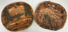 Vintage Crater Lake & Mt Rainier 3D Souvenir Wall Plaques ASMCO TACO Lot of 2 picture