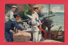 World War I. War at Sea. A Navy junior lieutenant looks on. VINTAGE PC. 8495 picture