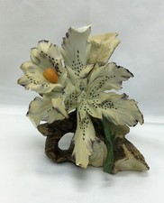 Vintage Capodimonte Porcelain Vase with Flowers on Log  Crown N Mark picture