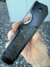 Kizer Militaw Black Titanium & Gold Dark Matter Fat Carbon Mirror Polished S45V picture