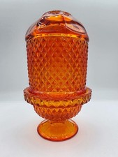 Rare Viking Fairy Lamp Diamond Point Persimmon Orange - Glows - Ships Same Day picture