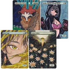 Altered Art Cards *GREEN Mana* - Hand Painted Alters - MTG Magic the Gathering picture