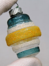 VTG WWII Unsilvered Glass GOLD Mica TORNADO DROP Christmas Ornament Shiny Brite picture