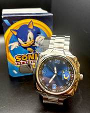 SEGA Sonic the Hedgehog Quartz Wristwatch Blue Dial Stainless Steel Band Box picture