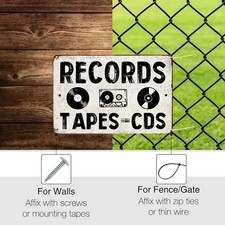 Records Tapes Cds Vintage Living Room Tin Metal Signs Home Décor 8x12 picture
