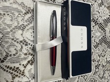 CROSS APOGEE Red lacquer/Silver Twisted Ballpoint Pen wz/Box&Manual Discontinued picture