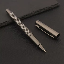Executive Metal Rollerball Pen, Checkerboard Design, Gunmetal Trim, Office Gift picture