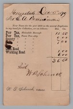 1879 Poor Tax Receipt from Honesdale, Pennsylvania, Wellfare picture