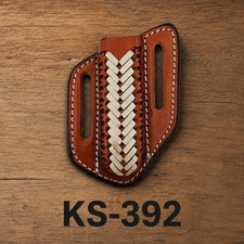 Western Leather Pancake Knife Sheath KS-392 Rawhide Laced 4