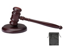 Black Gavel and Block, Handcrafted Wooden Set for Judge, Lawyer, Student, Auc. picture