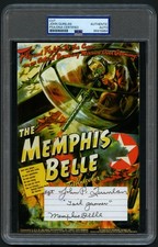 John Quinlan signed autograph 5x8 Memphis Belle Crew Member Custom Cut PSA picture