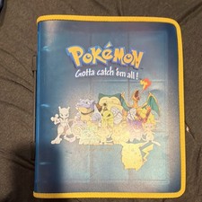 VINTAGE Pokemon BLUE Zip Binder 3 Ring 2000 Folder Card Holder 13.5