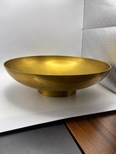 Vintage Mid Century Indian Brass Modernist Pedestal Centerpiece Bowl 12