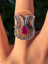 Genuine Ruby Sterling Silver Ring Size 7 picture