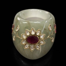 Rare Islamic Handmade Mughal Jade Stone Archer Ring. picture