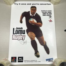 Original 1997 PlayStation 1 Jonah Lomu Rugby Promo Poster Store Display Sign PS1 picture