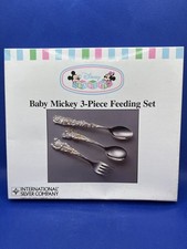 Disney Babies Baby Mickey 3 Piece Feeding Set International Silver Boxed picture