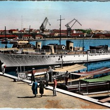 1957 Toulon France RPPC Postcard Le Port Naval Ships Harbor Cranes Warships picture