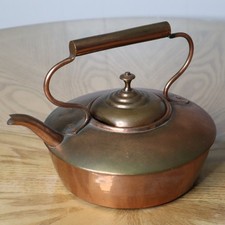 Vintage Smooth Copper Tea Kettle Farmhouse Rustic Decor Stamped China picture