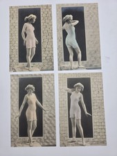 Antique Edwardian Bathing Suit Fashion RPPC Postcards Lot 4 Hand Tinted RPH S256 picture