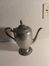 Vintage Genuine Pewter Coffee Pot Hinged Lid Gooseneck Tea Pot 10” picture