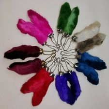 Large New Lucky Rabbits Foot Key Chain, Zipper Pull, Charm Choose Your Color picture