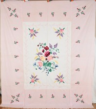 OUTSTANDING Vintage 1930's Progress Floral Bouquet Applique Quilt Top picture