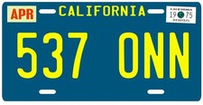 Starsky and Hutch 1975 California 537 ONN License Plate picture