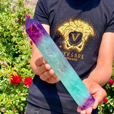 2.1LB Natural unique colored fluorite pillar quartz crystal sample picture