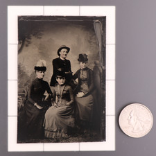 Antique CDV 6th Plate Tintype Victorian Family or Group of Young Men Women #1300 picture