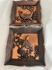 Vintage Framed Metal Coppercraft Guild Copper - Wild Game Bird Wall Art set of 2 picture