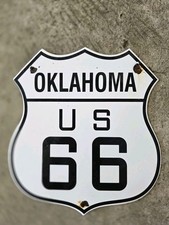 VINTAGE OKLAHOMA ROUTE 66 HIGHWAY PORCELAIN SIGN 13 X 12 picture
