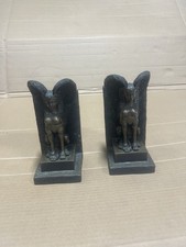 EGYPTIAN REVIVAL 1987 BOOKENDS IN BRONZE LOST WAX SPHINX BY JOSEPH ADDOTTA 1987 picture
