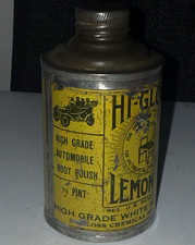 VTG Hi-Gloss Lemon Oil Auto Body Polish 1/2 Pint Metal Advertising Tin Can picture