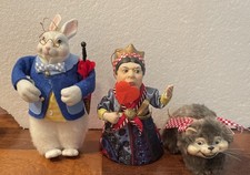 3 LG Smithsonian Alice Wonderland Christmas Ornaments Queen Rabbit Cheshire Cat picture