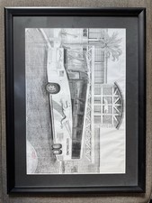 Framed Original Greyhound Bus Artwork Auction Signed Transportation Memorabilia picture