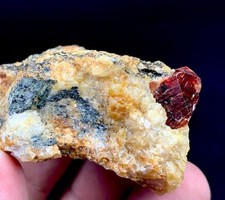 Natural blood color zircon crystal specimen from Pakistan mineral 64 gram picture