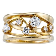 18K Yellow Gold Over Wedding Band Ring Round Cut Diamond For Beautiful Women's picture