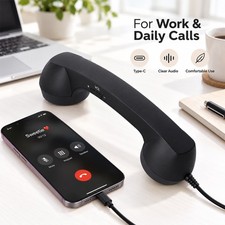 Black Retro Phone Handset Type-C Wired Vintage Receiver with Mic picture
