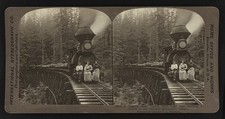 Photo:Cascade Mountains Oregon Logging Train Trestle Women Man c1906 picture