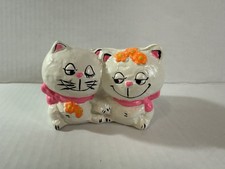 Vintage Holt Howard Cat Mod Candle Holder Ceramic Couple Colonial Candle Sticker picture