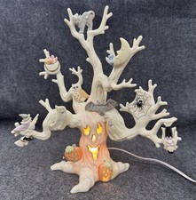 LENOX Lighted Halloween Haunted Tree Porcelain Ghost Cat Owl Bat 2005 w/ Box COA picture