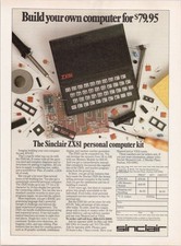 Sinclair ZX81 Personal Computer Kit Vintage 1982 Print Ad Black White picture